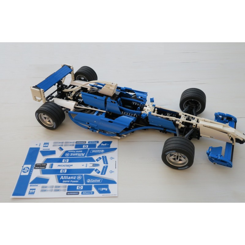 Custom Precut Aufkleber/Sticker passend für LEGO 8461 Williams F1 Team Racer 