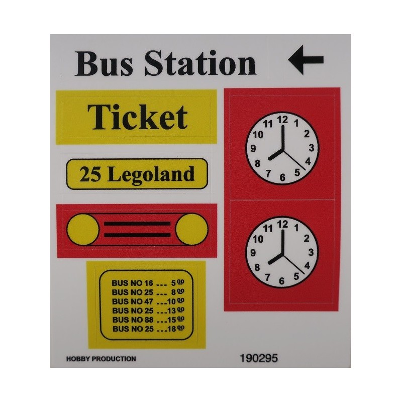 Aufkleber passend für LEGO 379-1 Sticker Sheet for Set 379 Bus Station 